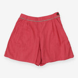 Pink Pleat Front Cotton Shorts