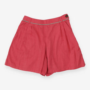 Pink Pleat Front Cotton Shorts