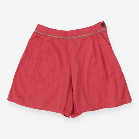 Pink Pleat Front Cotton Shorts