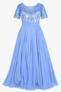 Pale Blue Embroidered Beaded Chiffon Maxi Occasion