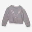 Sweater grey reindeer face pom pom nose
