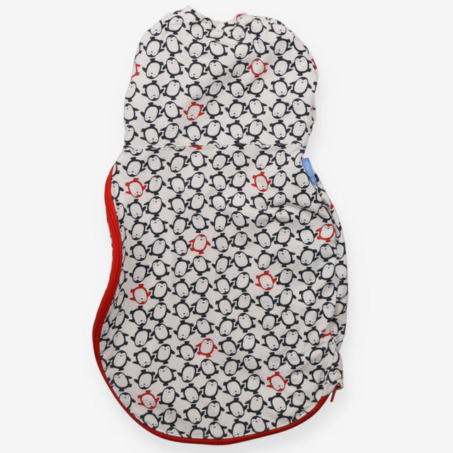 Swaddle Sleep Bag penguins red zip LIGHT