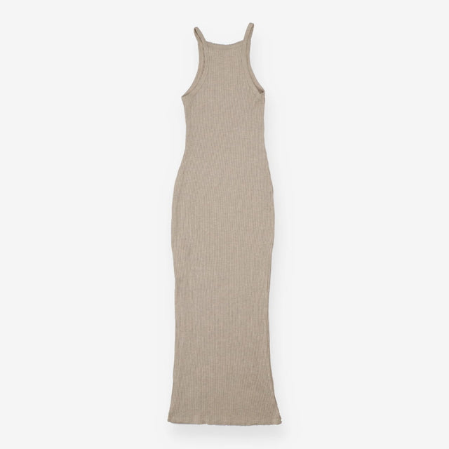 Oatmeal Strappy Knit Dress Midi
