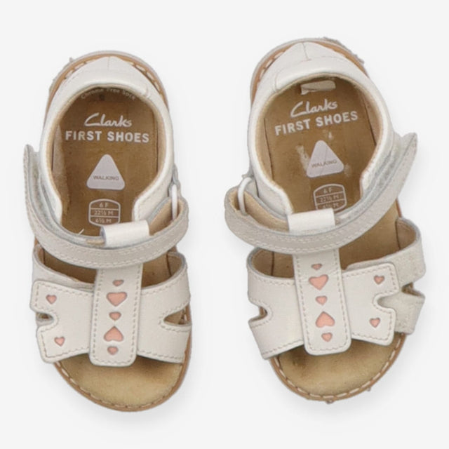 Sandals White Heart Velcro Straps