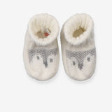 Slippers booties cream knit penguin
