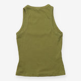 Ribbed Cotton Racerback Vest Top Khaki Olive Green