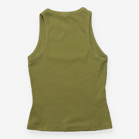 Ribbed Cotton Racerback Vest Top Khaki Olive Green