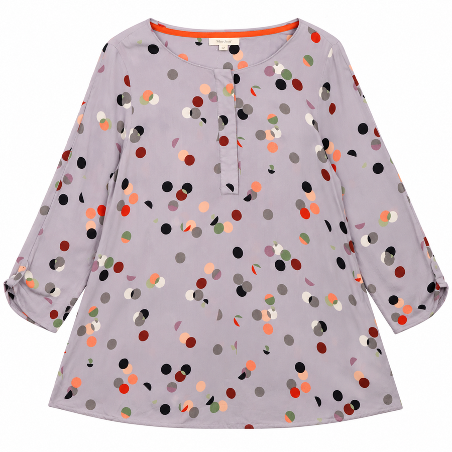 Polka Dot Viscose Long Sleeve Tunic Top