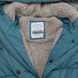 Coat teal puffer fleece lined 