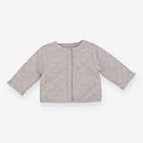 Quilted Jacket Grey with White Floral Print