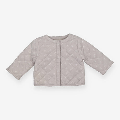 Quilted Jacket Grey with White Floral Print