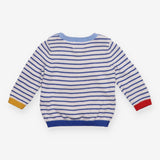 Sweater Knit Paddington London Bus Blue Strip