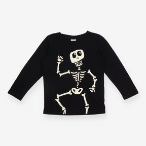 Kids Black Glow-in-the-Dark Skeleton Halloween Lon