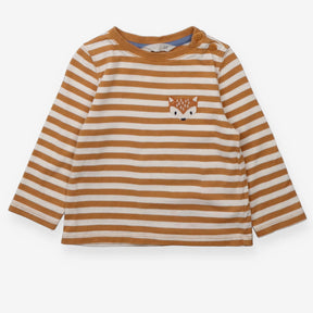T-shirt long sleeve brown white stripe fox