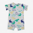 Romper Jersey Grey with Green and Yellow Dinosaurs