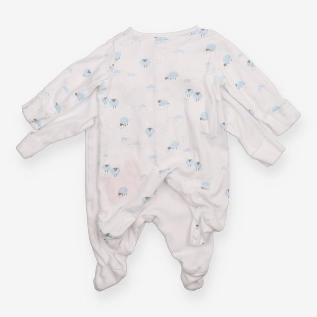 Sleepsuits white with blue sheep  2pcs