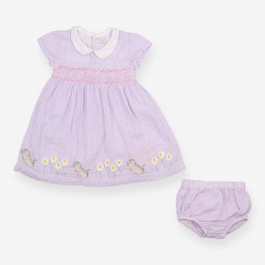 Purple Mice and Daisies Dress with Bloomers