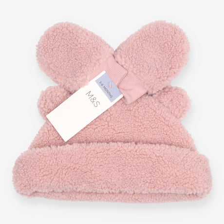Hat and mittens pink fleece