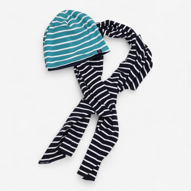 Hat & Scarf Set Blue Striped