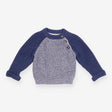 Blue Knit Jumper with Brown Buttons