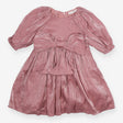 Dress dusky pink shimmer LS bow