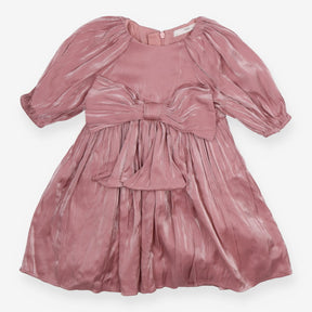 Dress dusky pink shimmer LS bow