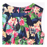 Fit Flare Dress Navy Multicolour Botanical Floral 