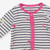 Sleepsuits striped horses pink edging