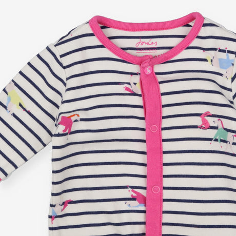 Sleepsuits striped horses pink edging