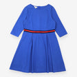 Dress Cobalt Blue Striped Waist Cotton 3/4 Sleeve
