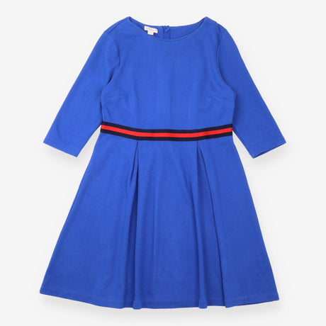 Dress Cobalt Blue Striped Waist Cotton 3/4 Sleeve