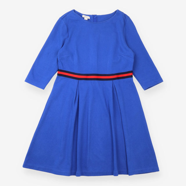 Dress Cobalt Blue Striped Waist Cotton 3/4 Sleeve