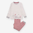 Festive Pyjama White Top with Dinosaur and Red Str