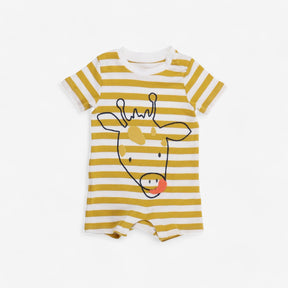 Yellow striped giraffe romper