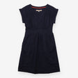 Dress Navy Wrap Front Tie Waist Short Sleeve