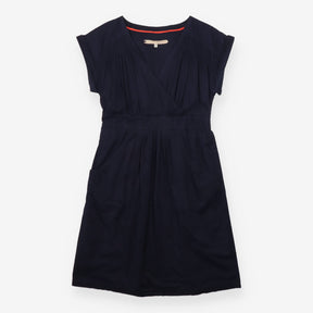 Dress Navy Wrap Front Tie Waist Short Sleeve
