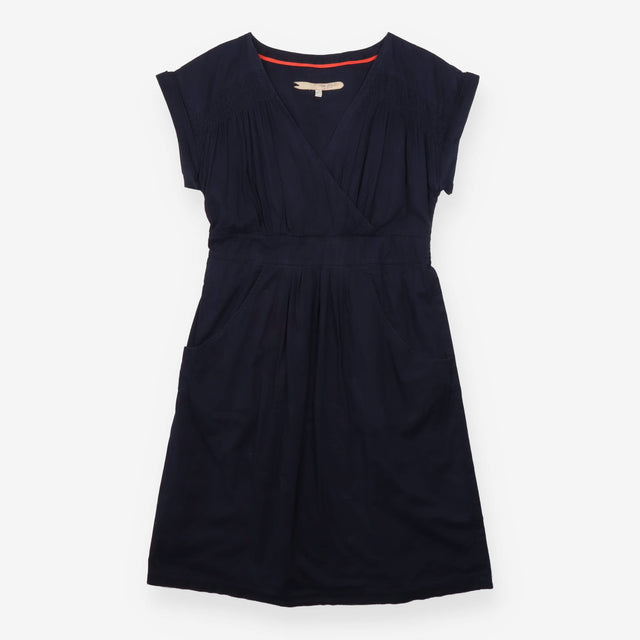 Dress Navy Wrap Front Tie Waist Short Sleeve