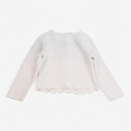 Cardigan Cotton White Scallop Edge