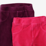 Leggings pink & Purple velour ribbed 2pk