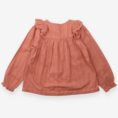 Terracotta pointelle collar blouse