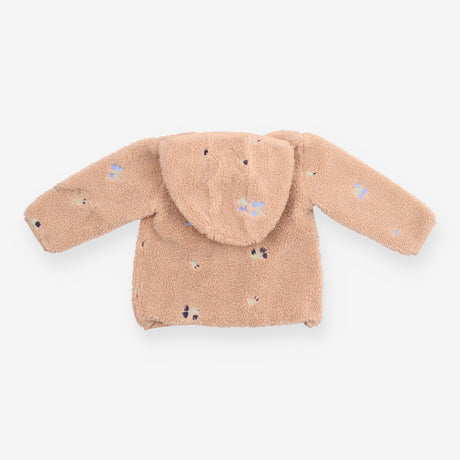 Teddy fleece neutral embroidered flowers