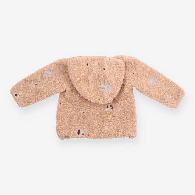 Teddy fleece neutral embroidered flowers