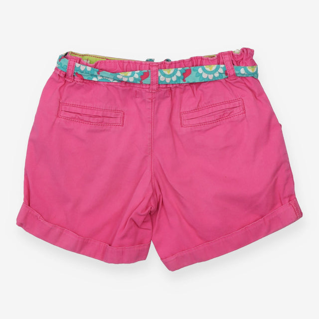Shorts pink pockets turn ups floral belt