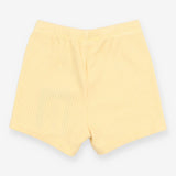 Shorts jersey ribbed yellow drawstring
