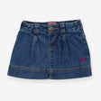 Denim mini skirt with pink rabbit logo