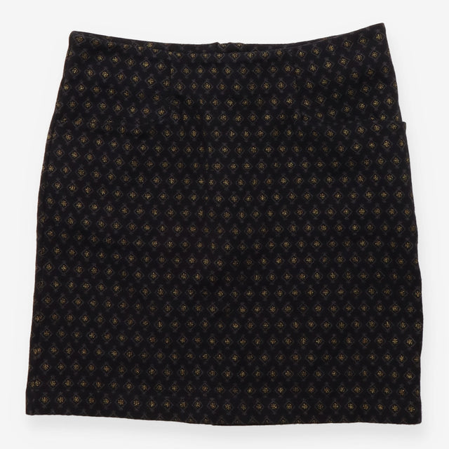 Charcoal Grey Gold Geometric Patterned Skirt