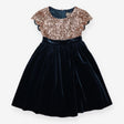 Party dress velour green golden sequins