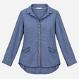 Printed Cotton Long Sleeve Button Down Shirt Blue