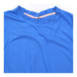 Bright Cobalt Blue Cotton Modal Frill High Neck Lo