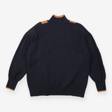 Knit Sweater Black Camel Stripe High Neck Long Sle